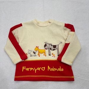 Baby Unisex Sweater Long Sleeve Animals Farm Print Cream Red